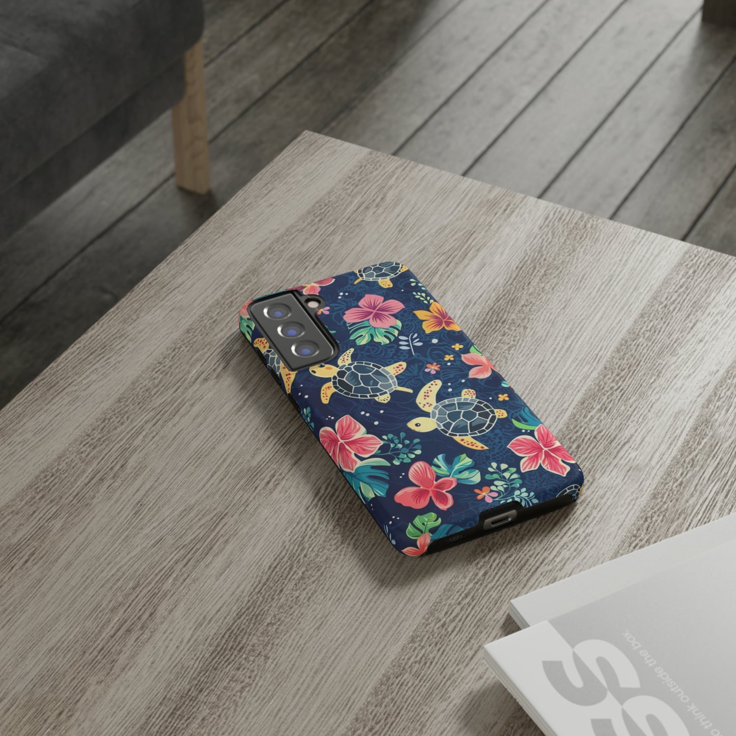 Undersea Floral Blue Sea Turtle Phone Case