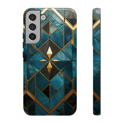 Gold and Blue Marble Mosaic Phone Case