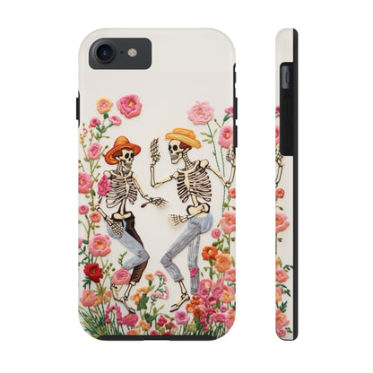 Dancing Halloween Skeletons Embroidery iPhone Case | iPhone X to iPhone 14 Pro Max