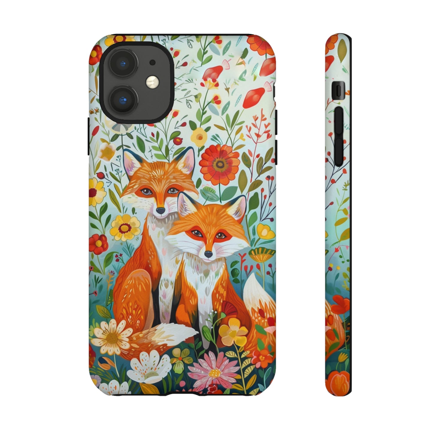 Foxes in the Floral Garden Phone Case