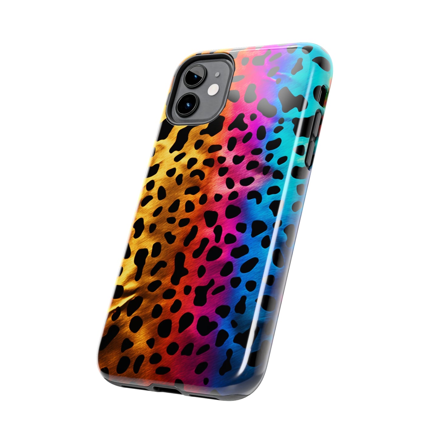 Kaleidoscopic Wild: Psychedelic Rainbow Leopard Print | Dazzling iPhone Case