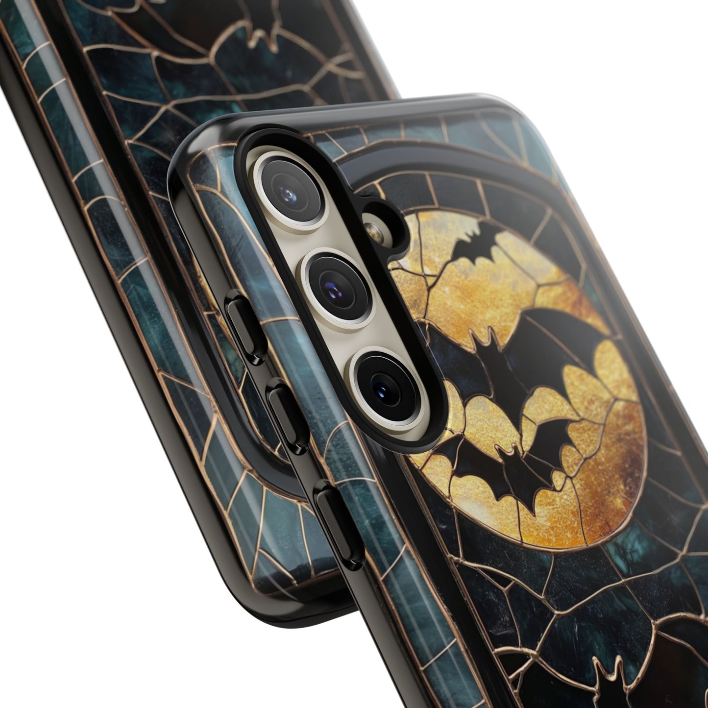 Halloween Phone Case Bats Stained Glass Style Spooky Moon Phone Cover