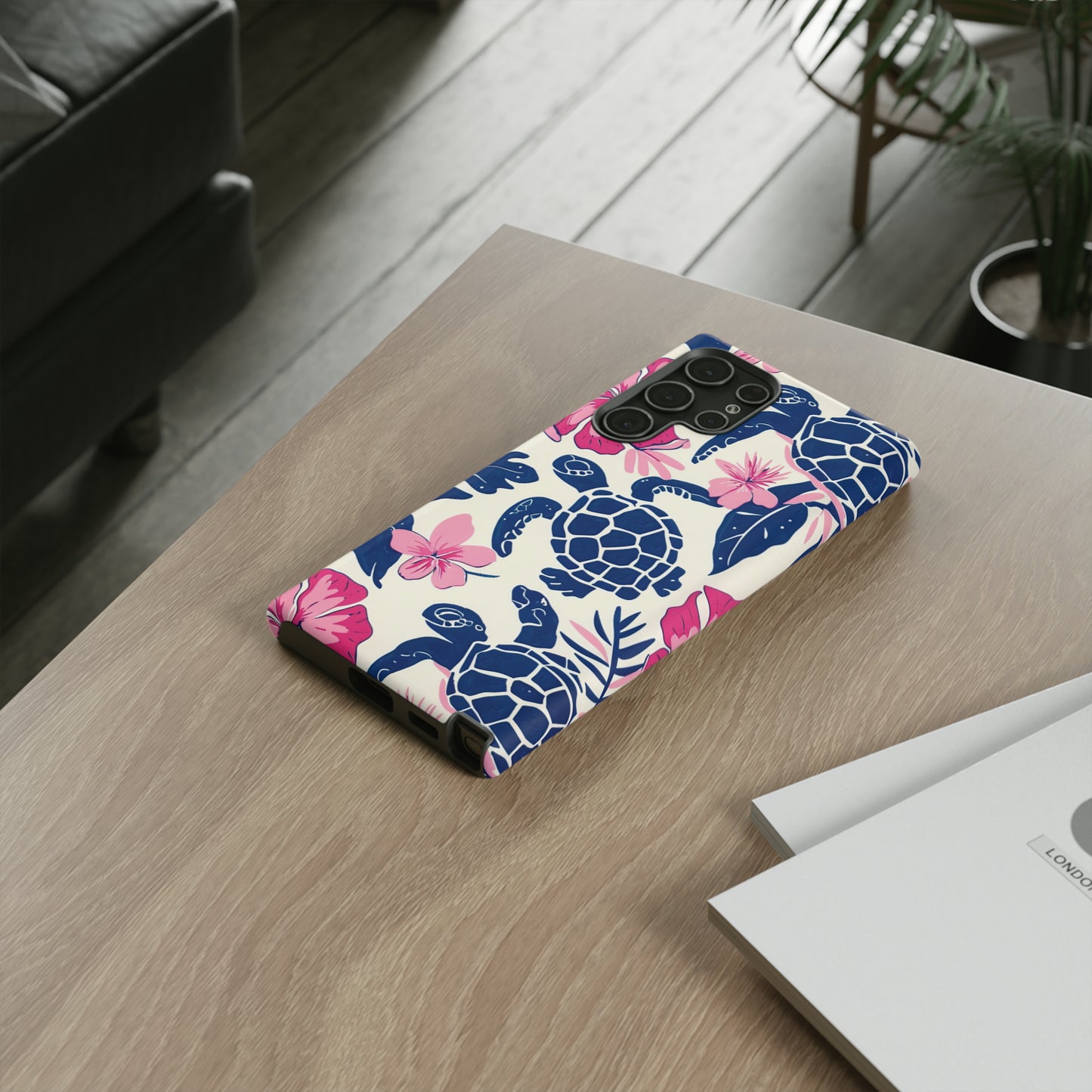 Undersea Floral Blue Sea Turtle Phone Case