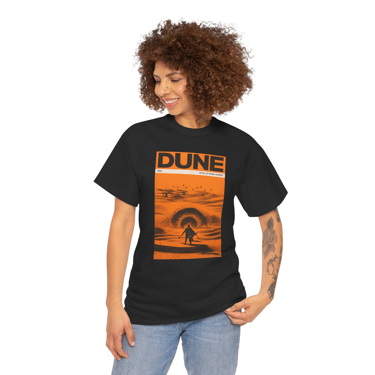 Retro Dune Sandworm Desert Sci Fi Book Cover Style T Shirt Epic Space Tee