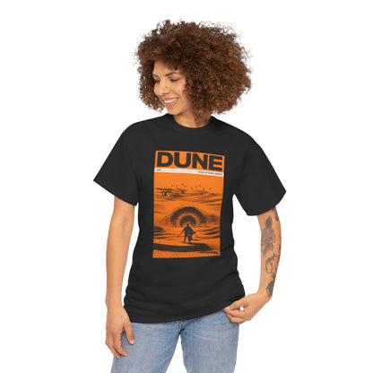 Retro Dune Sandworm Desert Sci Fi Book Cover Style T Shirt Epic Space Tee