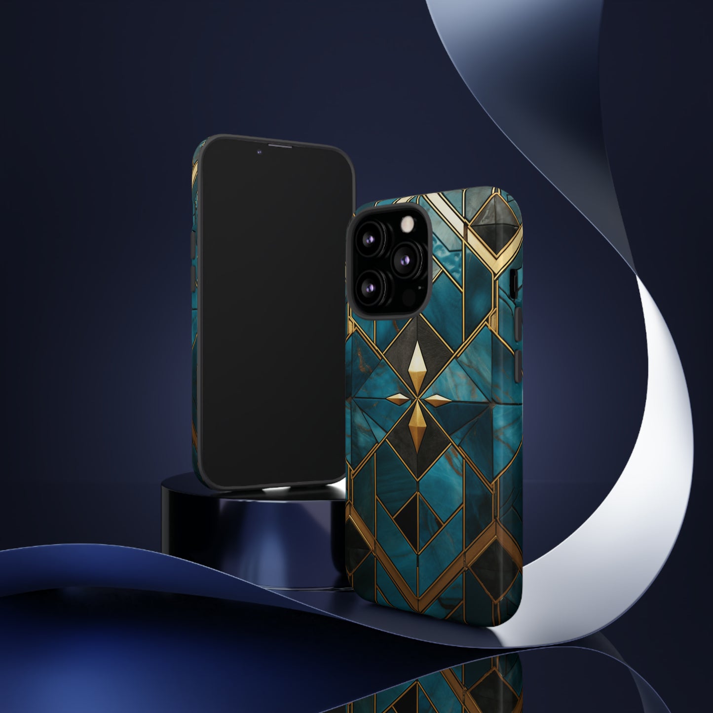 Gold and Blue Marble Mosaic Phone Case