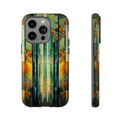 Art Deco Stained Glass floral Phone Case for iPhone 15, 14, Pro Max, 13, 12 & Samsung Galaxy S23, S22, S21, Google Pixel