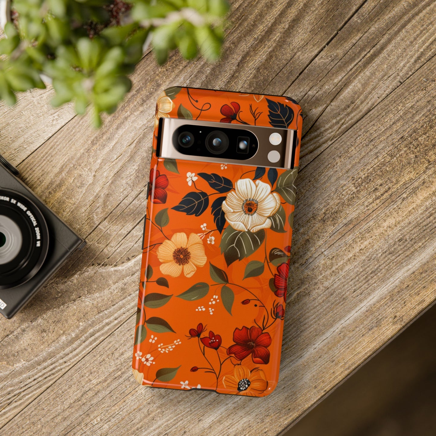 Orange Floral Phone Tough Case