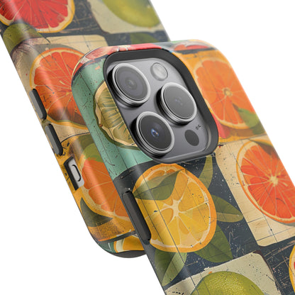 Italian Tile Citrus Fruit Abstract Floral Summer Style MagSafe Phone Case