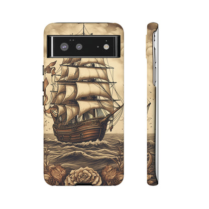 Vintage Tattoo Style Pirate Ship Phone Case