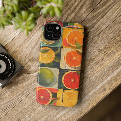 Italian Tile Citrus Fruit Abstract Floral Summer Style MagSafe Phone Case