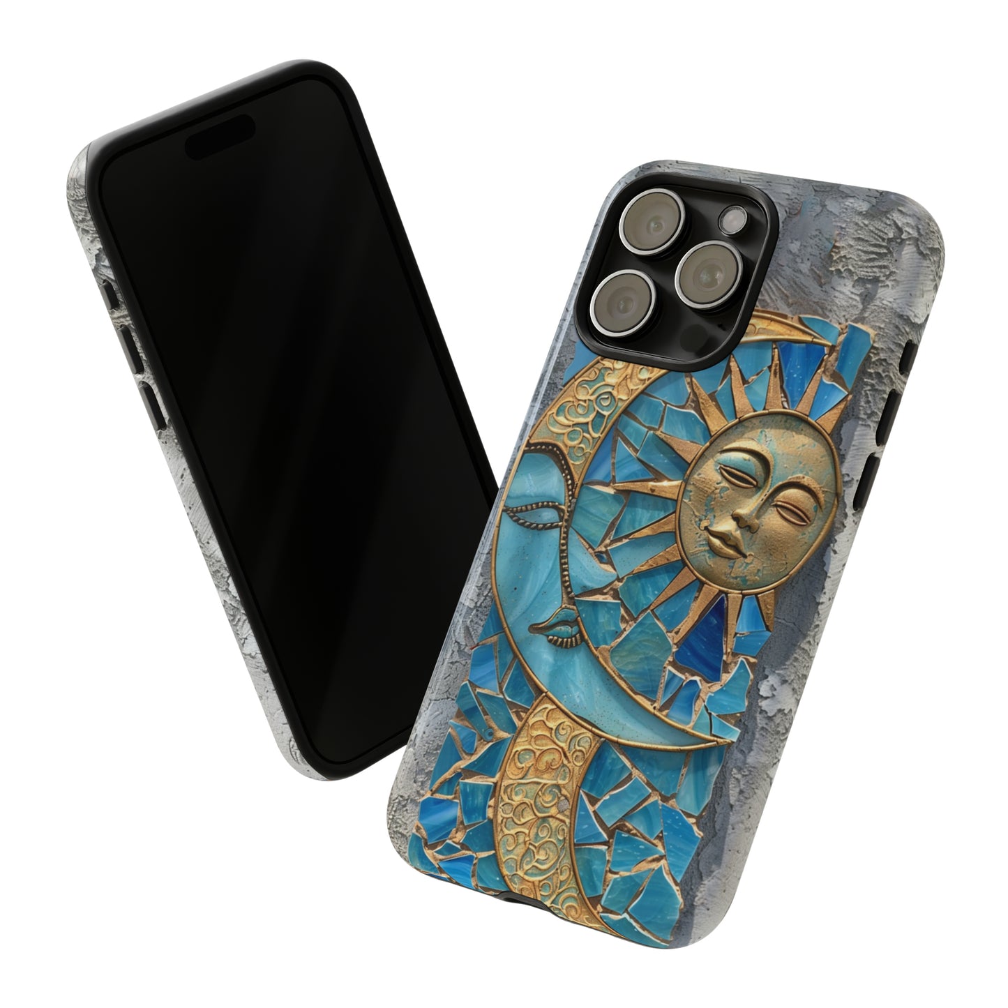 Boho Sun and Moon Mosaic Tile Stained Glass Phone Case