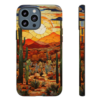Desert Sunset Cactus Mosaic Tile