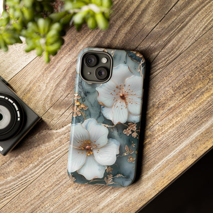 White Flower on Marble Stone  Phone Case