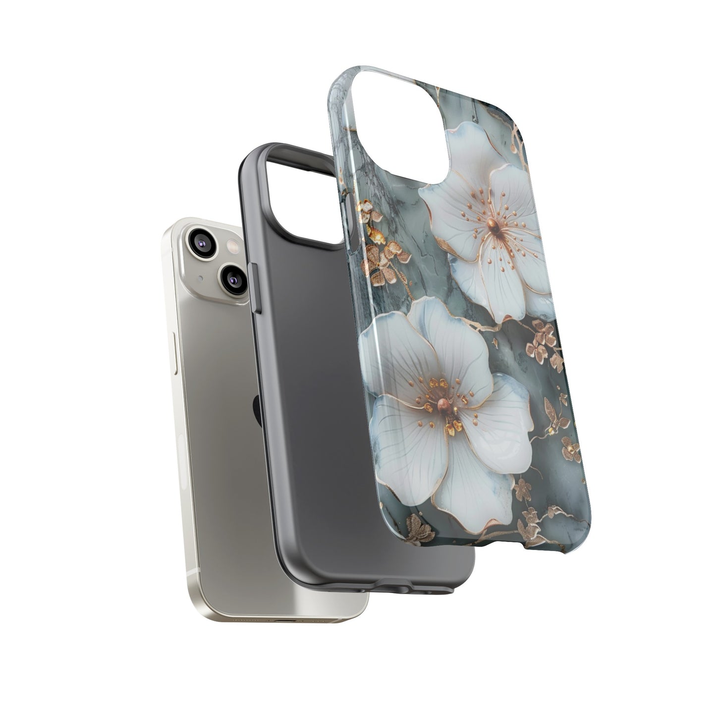 White Flower on Marble Stone  Phone Case