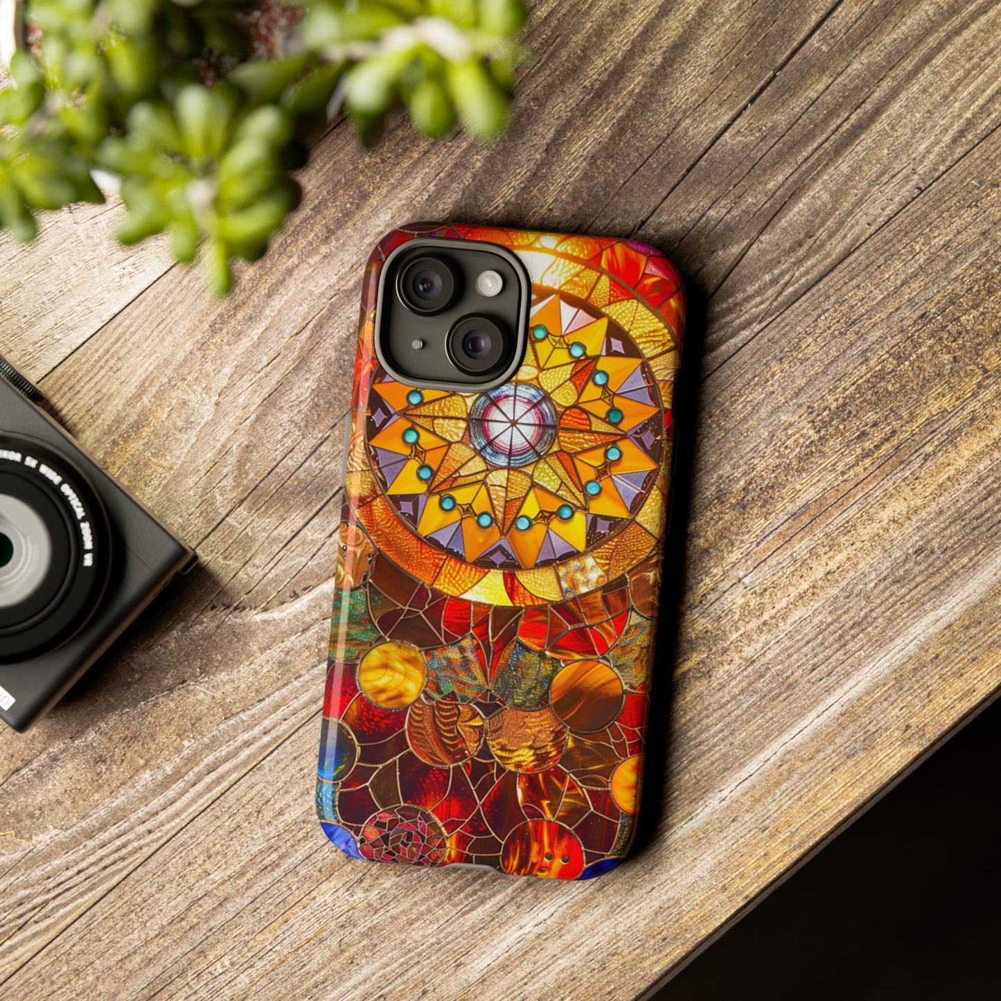 Cosmic Stained Glass Mandala Phone Case