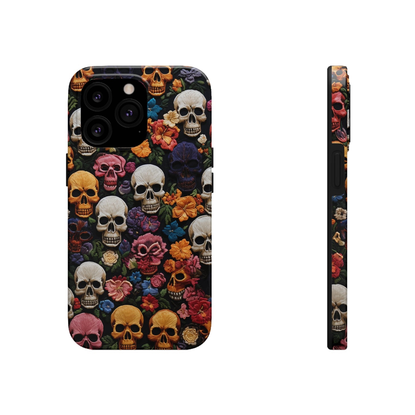 Embroidery Style Skulls Goth Dark Academia Tough Case iPhone Case