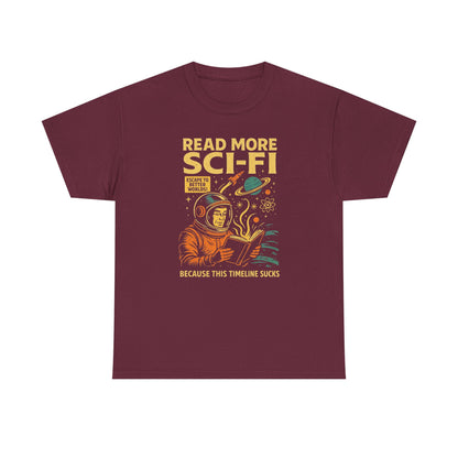 Retro Sci Fi Read More Sci Fi Books T Shirt Nerd Reader Tee