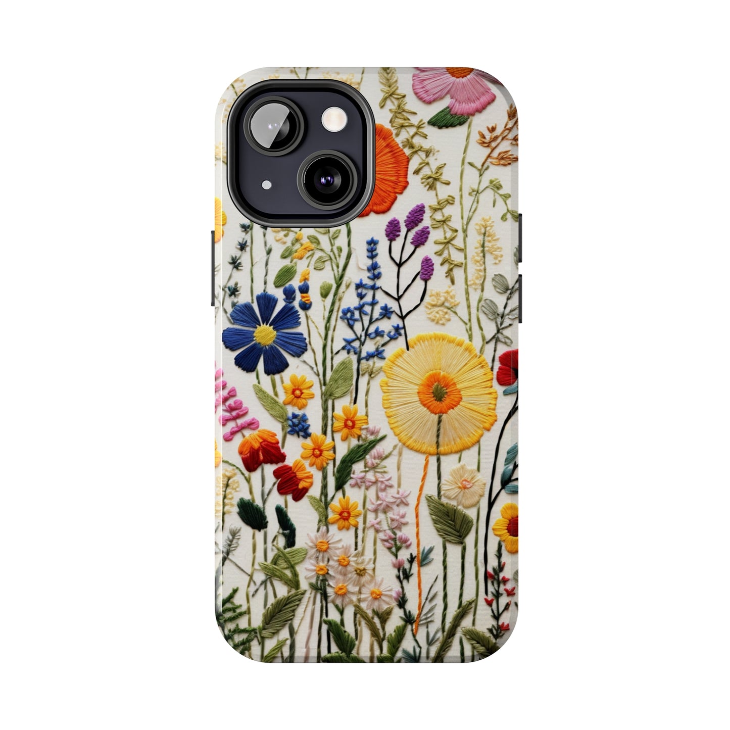 Wildflowers Floral Embroidery iPhone Case