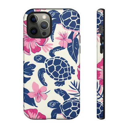 Undersea Floral Blue Sea Turtle Phone Case