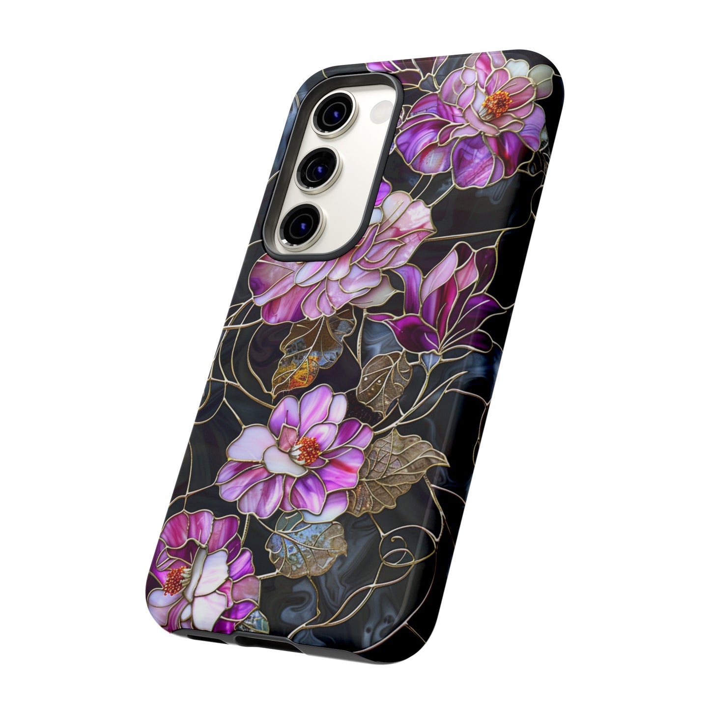 Magenta Color Floral Stained Glass Phone Case