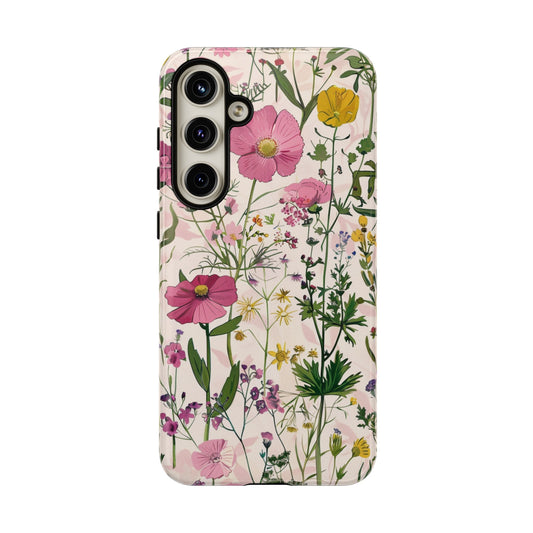 Pink floral wildflower phone case for iPhone 15