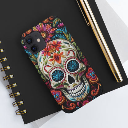 Embroidery Style Skulls Goth Dark Academia Tough Case iPhone Case