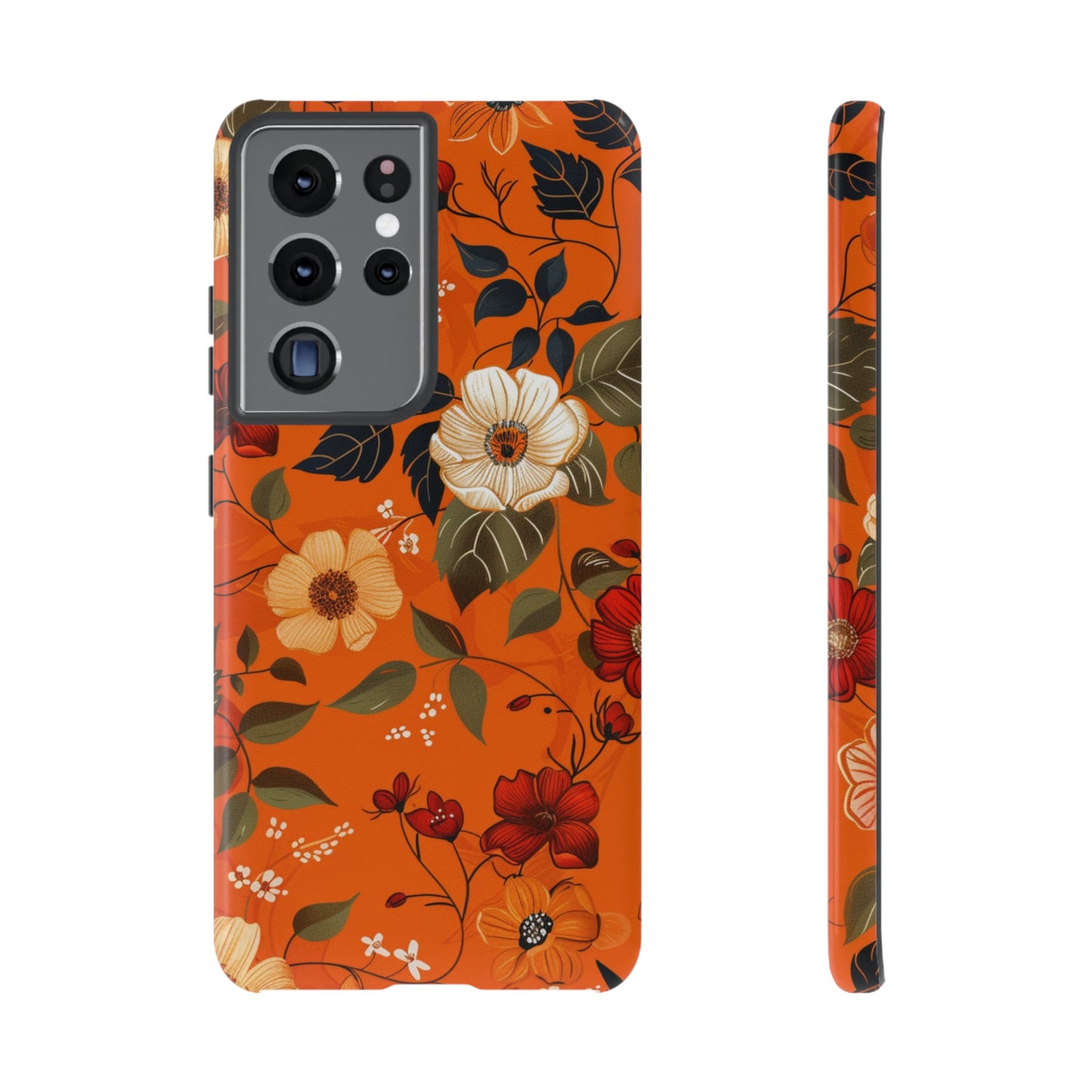 Orange Floral Phone Tough Case