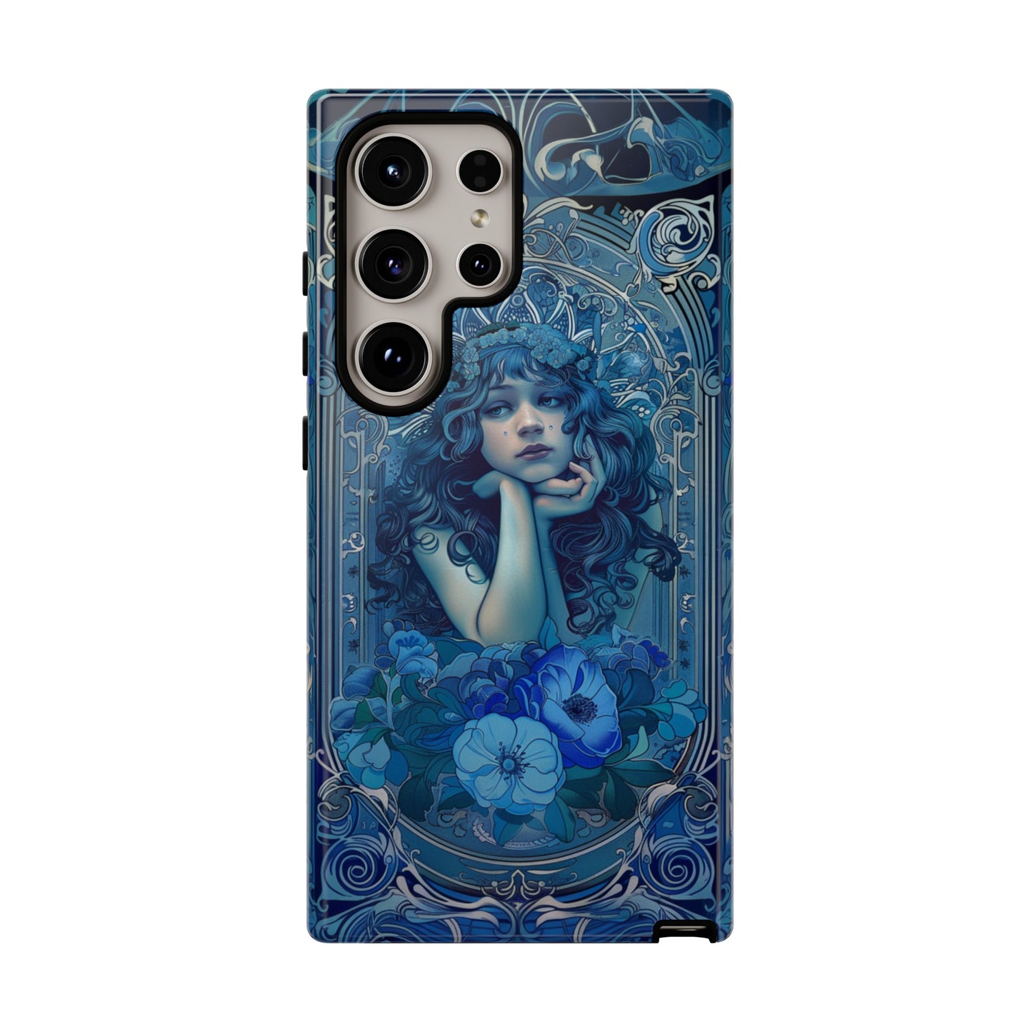 Blue Floral Art Nouveau Style Phone Case