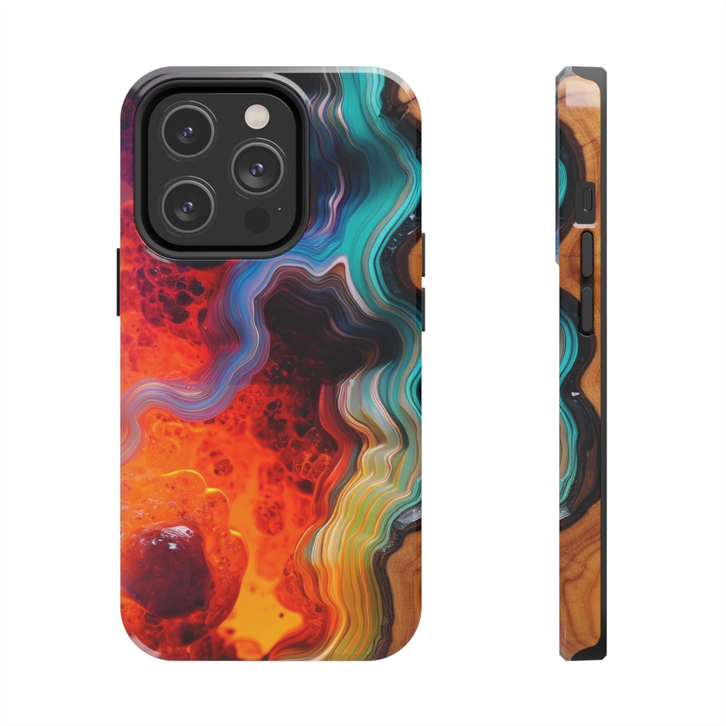 Faux Wood and Colorful Epoxy iPhone Case | Embrace the Beauty of Nature and Vibrant Artistry