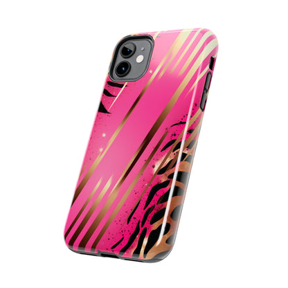 Elegant Wilderness: Pink & Gold Tiger Stripes | Mesmerizing Lush iPhone Case