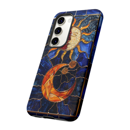 Celestial Stained Glass Moon and Stars iPhone 15 Case