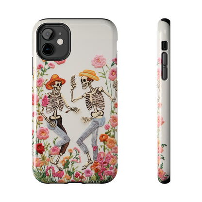 Dancing Halloween Skeletons Embroidery iPhone Case | iPhone X to iPhone 14 Pro Max