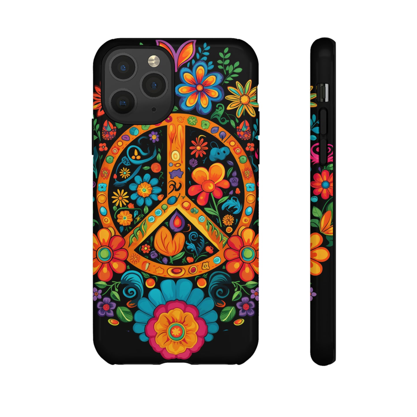 Peace Sign Embroidery Floral Hippie Style Phone Case