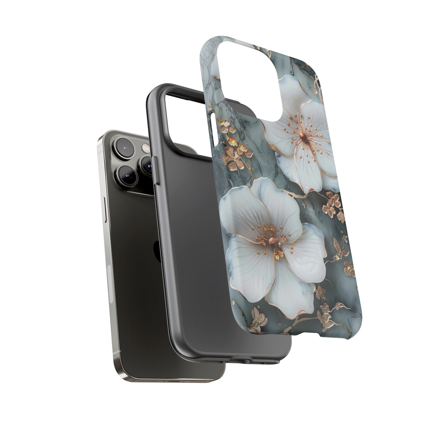 White Flower on Marble Stone  Phone Case