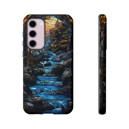 Stained Glass Stone Bridge and River Art Phone Case