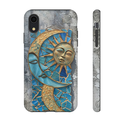 Boho Sun and Moon Mosaic Tile Stained Glass Phone Case