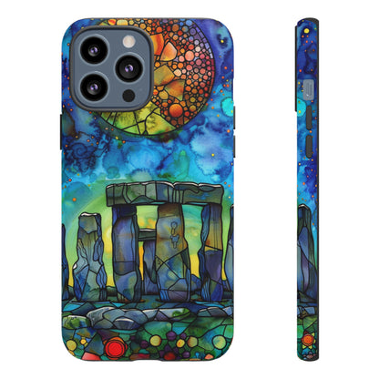 Stonehenge Neolithic Full Moon Stained Glass Watercolor Phone Cover