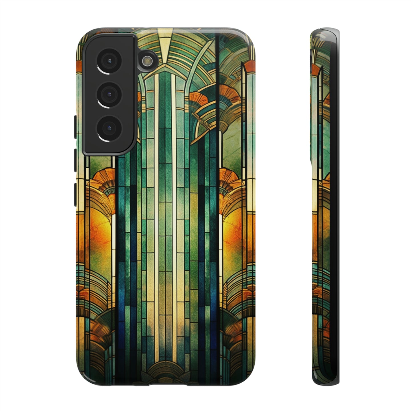 Art Deco Stained Glass floral Phone Case for iPhone 15, 14, Pro Max, 13, 12 & Samsung Galaxy S23, S22, S21, Google Pixel