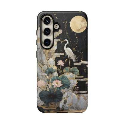 Heron and Moon Floral Zen Art Phone Case