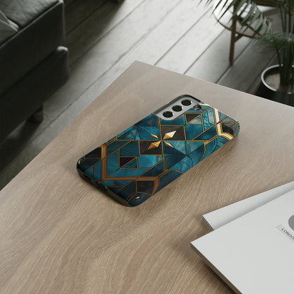 Gold and Blue Marble Mosaic Phone Case