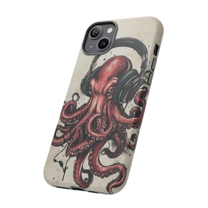 Retro Style Japanese Octopus Listening to Headphones Phone Cover