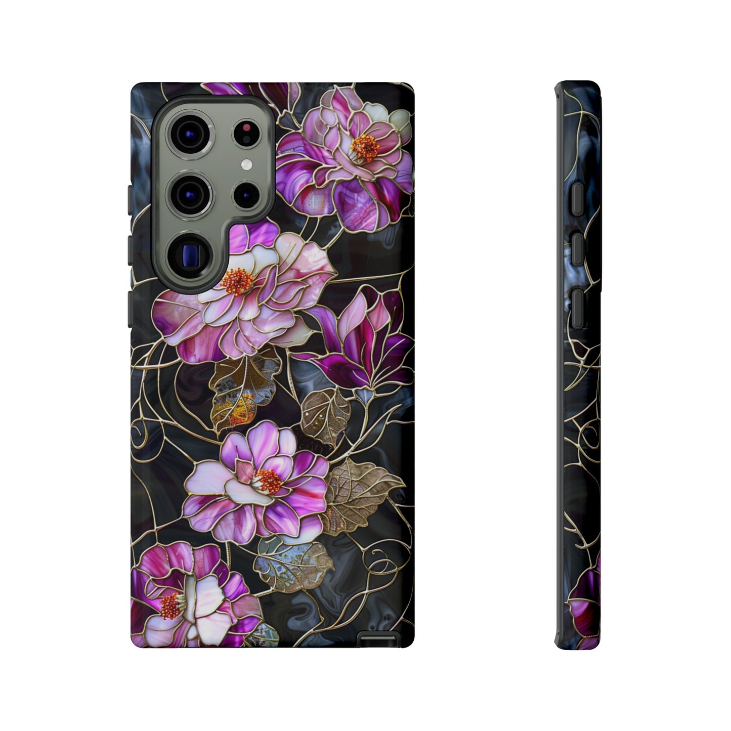 Magenta Color Floral Stained Glass Phone Case