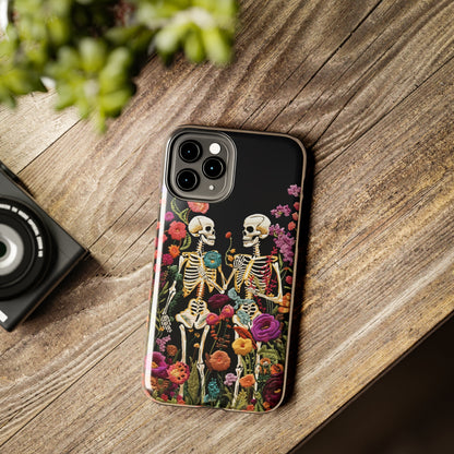 Love Halloween Skeletons Embroidery iPhone Case | iPhone X to iPhone 14 Pro Max