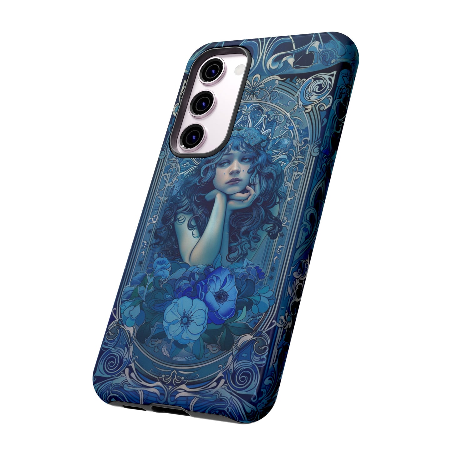 Blue Floral Art Nouveau Style Phone Case