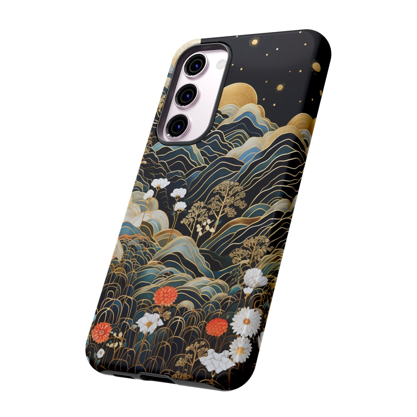 Chiyogami Flowers Tough Phone Case fits Galaxy S23 S22 S21 S20 Plus Ultra | Iphone 14 13 12 11 8 Pro Max Mini | Pixel 7 6 Pro 5 | Japanese