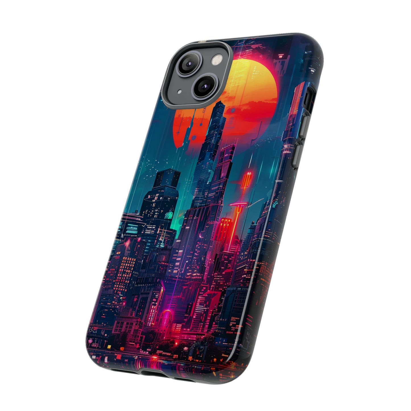 Cyberpunk Full Moon Cityscape Phone Case