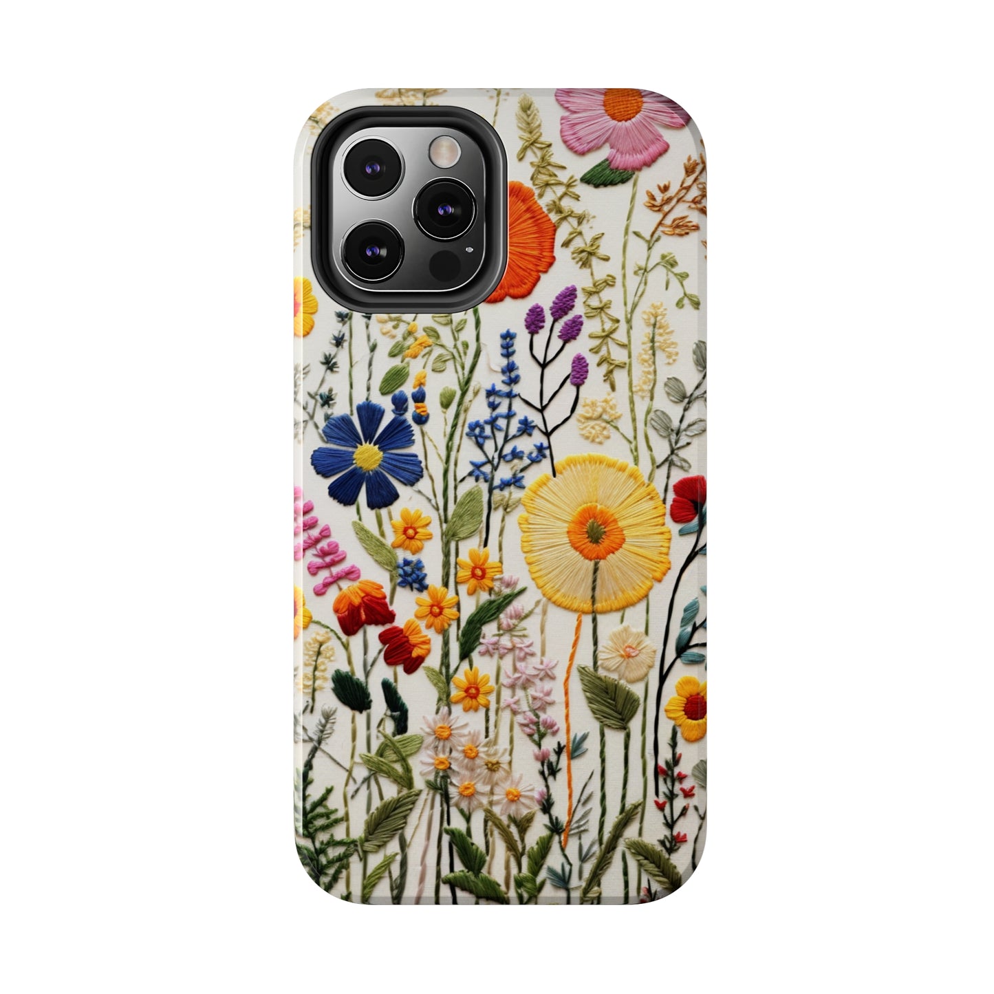 Wildflowers Floral Embroidery iPhone Case