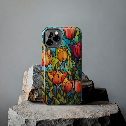 Stained Glass Tulip Floral Aesthetic iPhone Case | Embrace the Beauty of Nature in Full Bloom