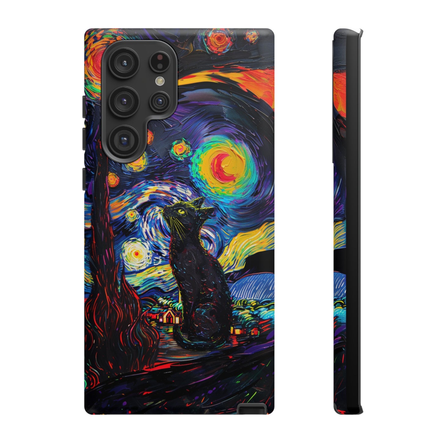 Starry Night Black Cat Van Gogh Painting Art Phone Case